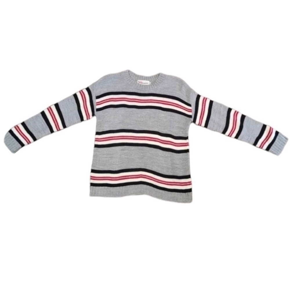 Cotton Emporium Blue And Grey Knit Striped Sweater Size L